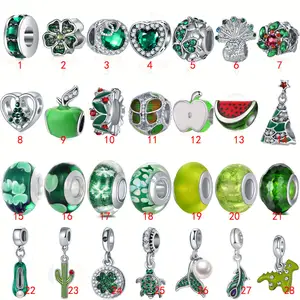 Summer charm beads set small fresh green diy bracelets beaded ins hand rope loose beads accessories charms for necklace bangle