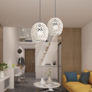 Nordic Bohemian Cotton <b>Rope</b> Lampshade E27 Round Off White Fabric Pendant <b>Light</b> For Living Room Guesthouse Restaurant - Product Image 4