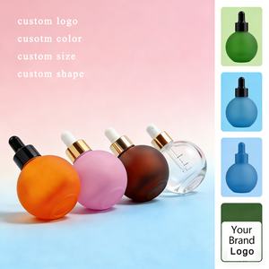 Custom LOGO 30ml Spherical Gilded Frosted Light-Blocking Glass Empty Dropper <b>Bottle</b> for Serum Cream Facial Cleanser Face Cream - Product Image 3