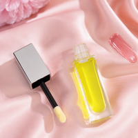 Flacon de brillant à lèvres en verre carré de 10 ml à fond épais, transparent givré, avec bouchon applicateur, emballage cosmétique personnalisé avec logo