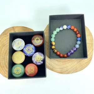 Sıcak satış yeni gelenler manevi çakra kaya kristal seti şifa taşları doğal 8mm çakra bilezik + çakra seti toptan fiyat - Product Image 4