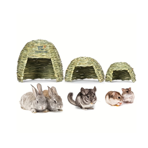 Nido de hierba tejida biodegradable, casa de conejito, jaula para mascotas, conejo, conejillo de indias, cama de nido de hierba, juguetes para masticar conejos, túneles para hámster - Product Image 3