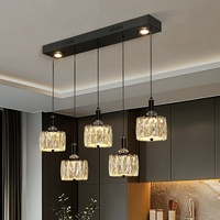 Lustre de restaurant original de designer, éclairage intelligent en acier inoxydable et cristal, luxe haut de gamme, moderne et minimaliste