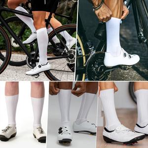 Chaussettes de cyclisme professionnelles personnalisées Grip antidérapant Chaussettes de <span class=keywords><strong>vélo</strong></span> de <span class=keywords><strong>route</strong></span> Performance White Mens Aero Cycling Socks - Product Image 4