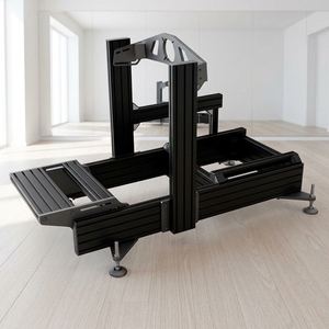 Cockpit de simulation de course en aluminium anodisé noir robuste 40160, kit de simulateur de course VR pour jeux de simulation, compatible avec les volants Moza <span class=keywords><strong>Fanatec</strong></span> - Product Image 1