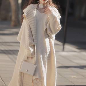 New Arrival Knitted Turn Down Collar Long <b>Cardigan</b> Winter Sweater Women Coat Fashion - Product Image 4