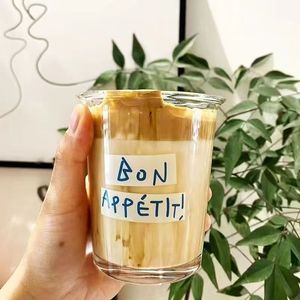 Le Caf Au Lait Glass Cup 450Ml With Lid And Straw For Coffee Milk Tea Drinkware - Product Image 2