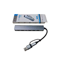 Dock Ekspansi Multiport 8 Port Aluminium Abu-abu Portabel, Input Dual USB-A Tipe-C, USB3.0 PD, Pembaca Kartu Audio, Splitter