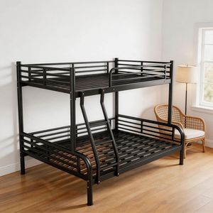 Lit superposé en métal avec barrière de sécurité surélevée, cadre de lit en acier pour projets de logement en Afrique - Product Image 1
