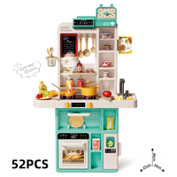 Grande cuisine de jeu pour enfants de 88 cm, 69 pièces, avec cuisinière à pulvérisation et robinet à eau courante, jouets éducatifs pour le jeu de rôle de chef pour enfants