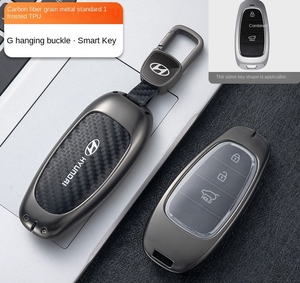 Housse de <span class=keywords><strong>clé</strong></span> de voiture unisexe au design simple en alliage de zinc, fibre de carbone et cuir pour <span class=keywords><strong>Hyundai</strong></span> Creta Transformer Aura <span class=keywords><strong>I20</strong></span> Elite 4 3 boutons - Product Image 6