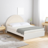 Elegante Base de Cama Tapizada en Bouclé con Diseño Suave y Redondeado para Colecciones de Dormitorios de Lujo