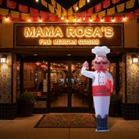 Danseur gonflable publicitaire de 3 m de haut, chef agitant la main, avec ventilateur intégré pour la promotion de restaurants - Couleurs personnalisables
