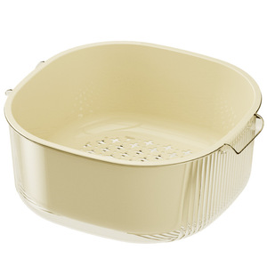 Household Kitchen Round Plastic Dishwashing Basket Double Layer Fruit And Vegetable Plastic Draining Basket