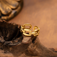 Bague tendance pour femme en acier inoxydable plaqué or 18 carats, chaîne creuse 8 mm, procédé de four, vente en gros, OEM/ODM, marque YIER