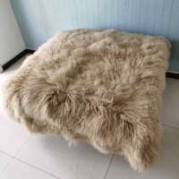 Housse de table en fourrure de mouton tibétain véritable bouclée de luxe, carrée, faite à la main, certifiée OEKO-TEX