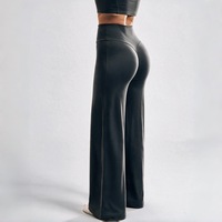 Pantalon de yoga évasé taille haute respirant sans couture pour femme, grande taille, en Spandex/Nylon, pour le fitness et l'exercice