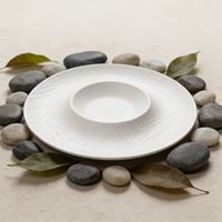 Assiette en mélamine de style japonais à motif volcanique sable mouvant avec compartiment à sauce, assiette à sushi et raviolis pour la cuisine à domicile