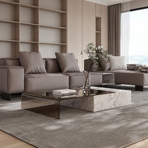 Phòng khách sang trọng hiện đại Bàn cà phê đá cẩm thạch màu xanh lá cây và kết hợp kính cường lực cho gia đình hoặc biệt thự sử dụng - Product Image 5