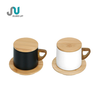Mug en acier inoxydable de 280 ml avec poignée en bois et couvercle anti-poussière, couleur personnalisable, base concave antidérapante, facile à nettoyer