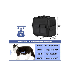 Large Breathable <b>Cat</b> <b>Backpack</b> - Durable Oxford Fabric Multi-Pocket Travel Carrier - Product Image 6
