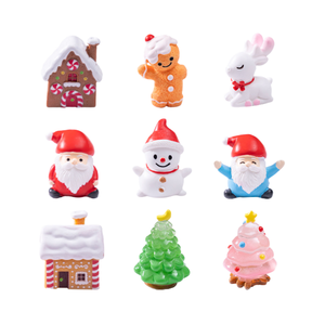 Kawai Juguetes Diy Figuras Adornos de Navidad Personalizados 3D Resina Muñeco de nieve Papá Noel Casa Pueblo Ciervo Árbol luminoso brillante - Product Image 1