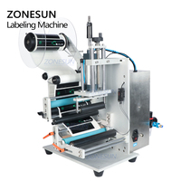 ZONESUN semi-automatique rond verre à vin bouteille en plastique autocollant applicateur d'étiquettes simple Double face stylo étiqueteuses