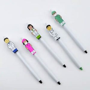 Cartoon Doctor Nurse Character Clip Click <b>Ballpoint</b> <b>Pen</b>, Medical Themed Retractable Advertising Signature <b>Pen</b> Custom Logo - Product Image 4