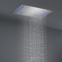 Système de robinets mitigeurs thermostatiques de douche, à monter au plafond, LED, pour salle de bains, avec pomme effet pluie encastré, 360x500mm, 2 voies