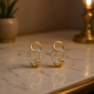 Pendientes de diamantes dorados E4747 para mujer, minimalistas, para uso diario, corte redondo brillante, color G natural, joyería de oro - Product Image 2