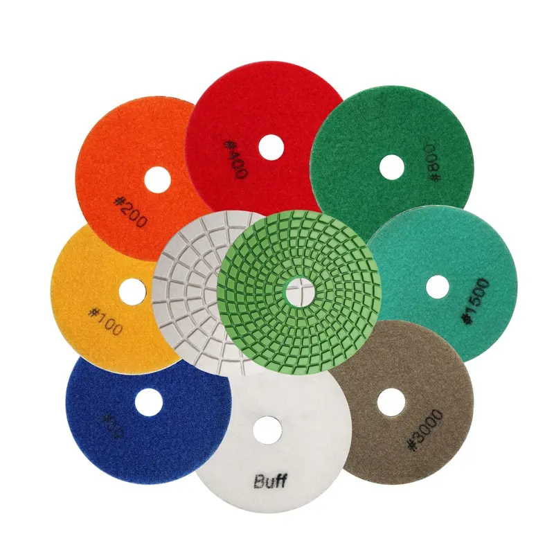 SHDIATOOL Diamond Wet Used Polishing Pad 4inch 100mm Diamond Sanding Disc Polishing Disk Abrasive Pads for stone granite marble