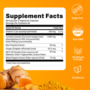 OEM/ODM Özelleştirilebilir Kurkumin Kapsülleri 6'sı 1 Arada Saf Zerdeçal Kurkumin 1000mg Kompleksi Erkekler ve Kadınlar İçin Eklem Desteği 60 Kapsül - Product Image 6