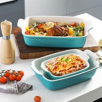 Ustensiles de cuisson en céramique personnalisés, ensemble de casseroles pour dîner à gâteau, moules à lasagnes rectangulaires en porcelaine