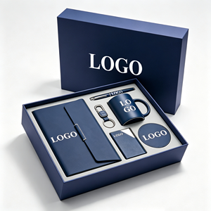Custom Logo Promotional Business <b>6</b> in 1 Gift <b>Set</b> with A5 Notebook Pen <b>Mug</b> Keychain Coaster for Client Appreciation - Product Image 1