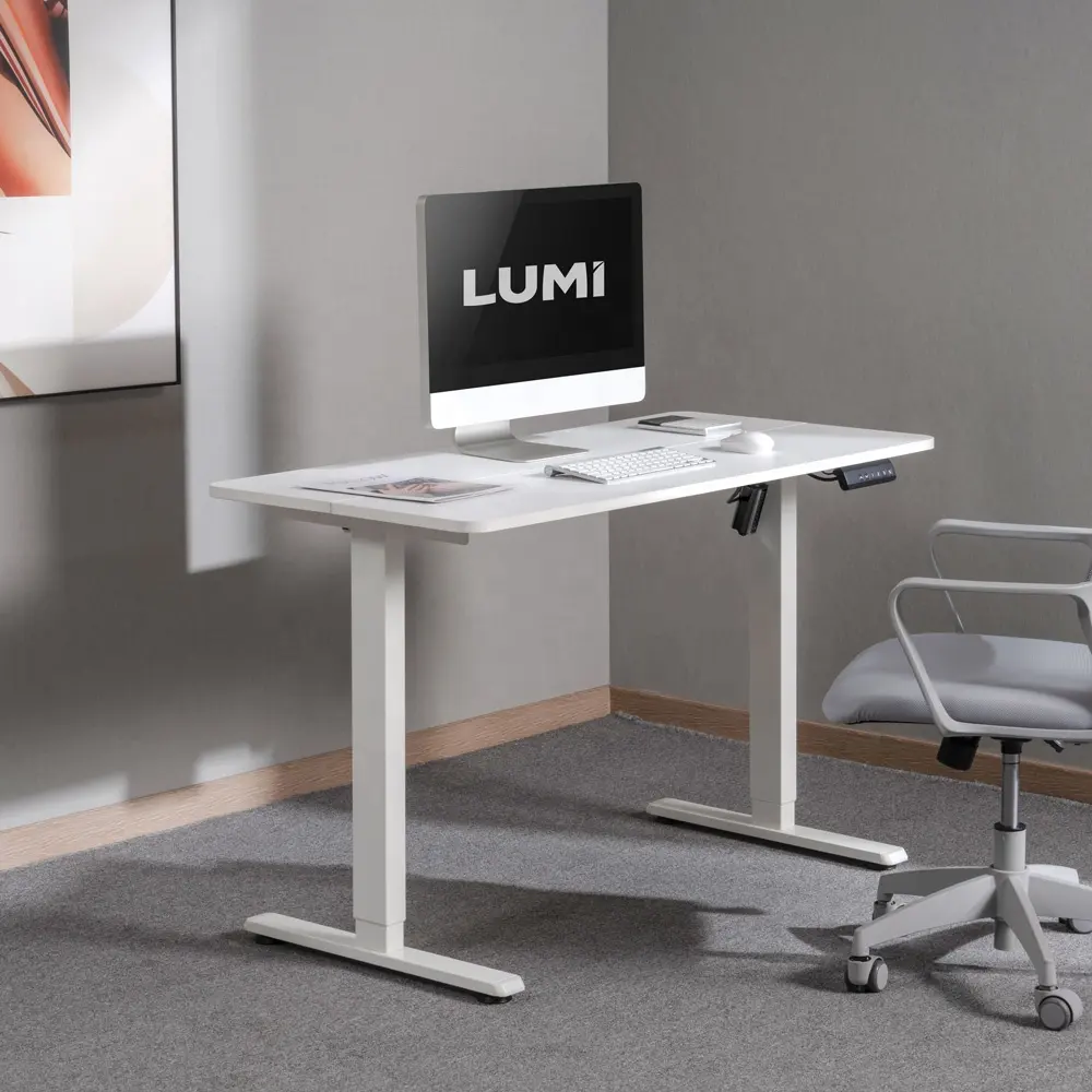 Mobilier de bureau moderne à domicile réglable en hauteur, intelligent et ergonomique, blanc, petit ordinateur électrique à moteur unique, table d'étude, support de bureau