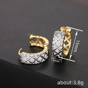 Women's Two Tone Plated Rhombus Ear Cuff Geometric Fashion Jewelry Earrings - Product Image 4