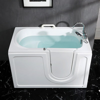 Baignoire de massage rectangulaire en ABS accessible aux personnes âgées avec porte latérale sans obstacle et siège profond pour les petites maisons modernes