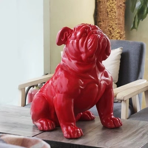 Esculturas de <span class=keywords><strong>Bulldog</strong></span> Inglés, estatua de resina roja y negra barata, venta al por mayor de fábrica - Product Image 2
