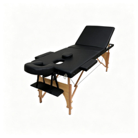 Table de massage pliable à 3 sections avec cadre en bois, hauteur réglable et repose-visage