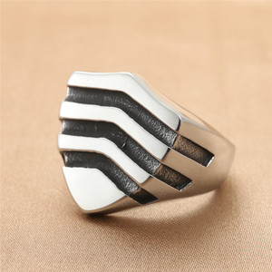 yunnique Men's <b>Titanium</b> Steel Shield <b>Ring</b> Silver Geometric Retro Punk Style Jewelry Gift 213006 - Product Image 1