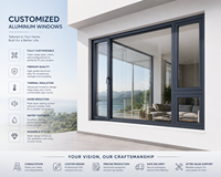 Ventanas Modernas de Aluminio para Villa, Ventanas Abatibles Resistentes al Viento, Ventanas de Vidrio Antioxidantes Personalizadas