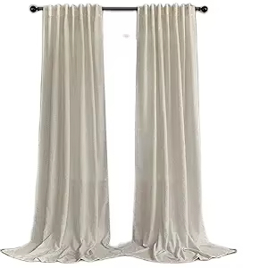 <span class=keywords><strong>Cortinas</strong></span> de Lino de 2 Paneles con Bolsillo Trasero, Semitransparentes, Color Beige, Estilo Clásico, Lavables a Máquina, <span class=keywords><strong>para</strong></span> Dormitorio y Sala de Estar - Product Image 2