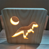 Lampe de chevet rectangulaire moderne LED Dinosaure en bois blanc, USB, à intensité variable, pour chambre d'enfant, mini, certifiée CE, pour la maison
