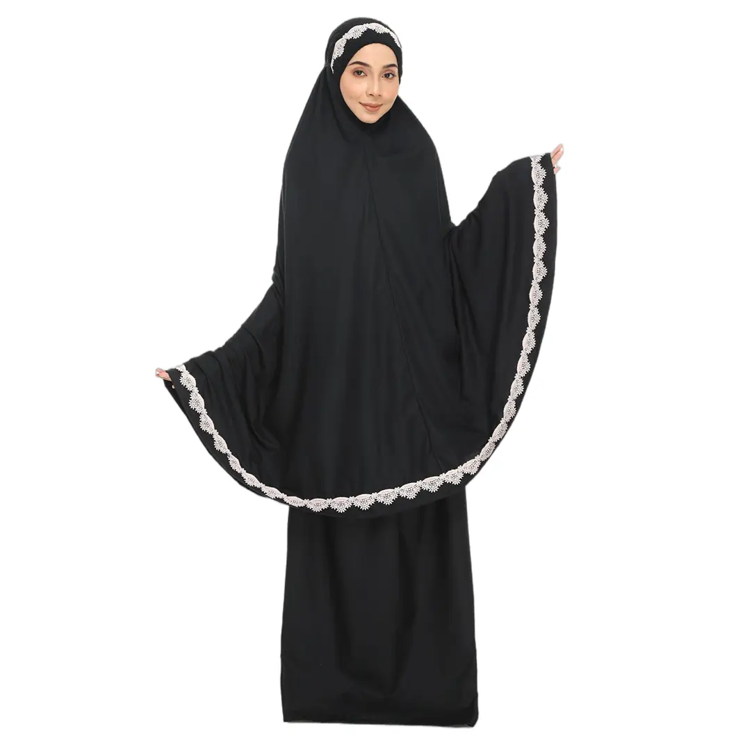 Sipo vermelho 2023 tecido de seda telekung, bordado moderado khimar hijab abaya jilkie 2 peças
