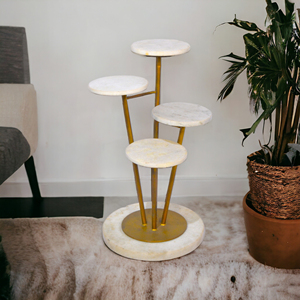 Wholesale Modern Golden Metal Coffee <b>Table</b> with Luxury <b>Marble</b> Top for Villa or Hotel Living Room Entrance Porch Multiple Usage - Product Image 5