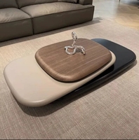 Table Basse Rotative de Designer Italien, Création Flottante, Grande, Haut de Gamme en Bois pour la Maison