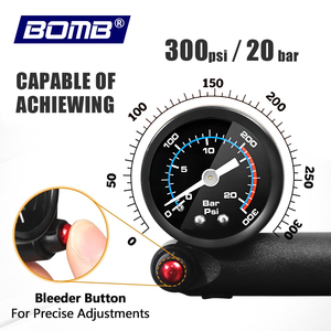 Bomba de Aire para Bicicleta BOMB, 300 Psi, Alta Presión, Válvula Schrader y Presta, para Horquilla Delantera y Suspensión Trasera, con Manómetro - Product Image 3