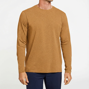 T-shirt décontracté pour homme en coton gris à manches longues, col rond, coupe ample, style streetwear, tricoté et respirant - Product Image 2