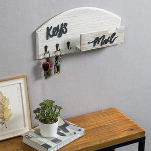 Vendita calda <span class=keywords><strong>in</strong></span> <span class=keywords><strong>legno</strong></span> bianco mensola montata a <span class=keywords><strong>parete</strong></span> per posta organizzatore portachiavi - Product Image 3