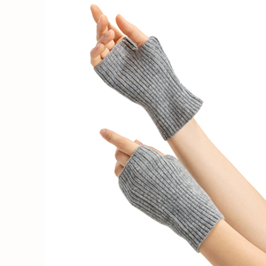 Gants en cachemire pur à 100 % pour femme, tricotés côtelés, isolation thermique, chaleur hivernale, couleur classique - Product Image 5